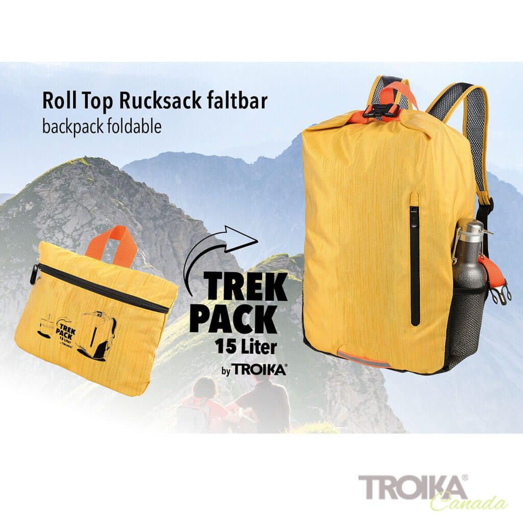 TROIKA Roll top backpack "TREKPACK" - Yellow