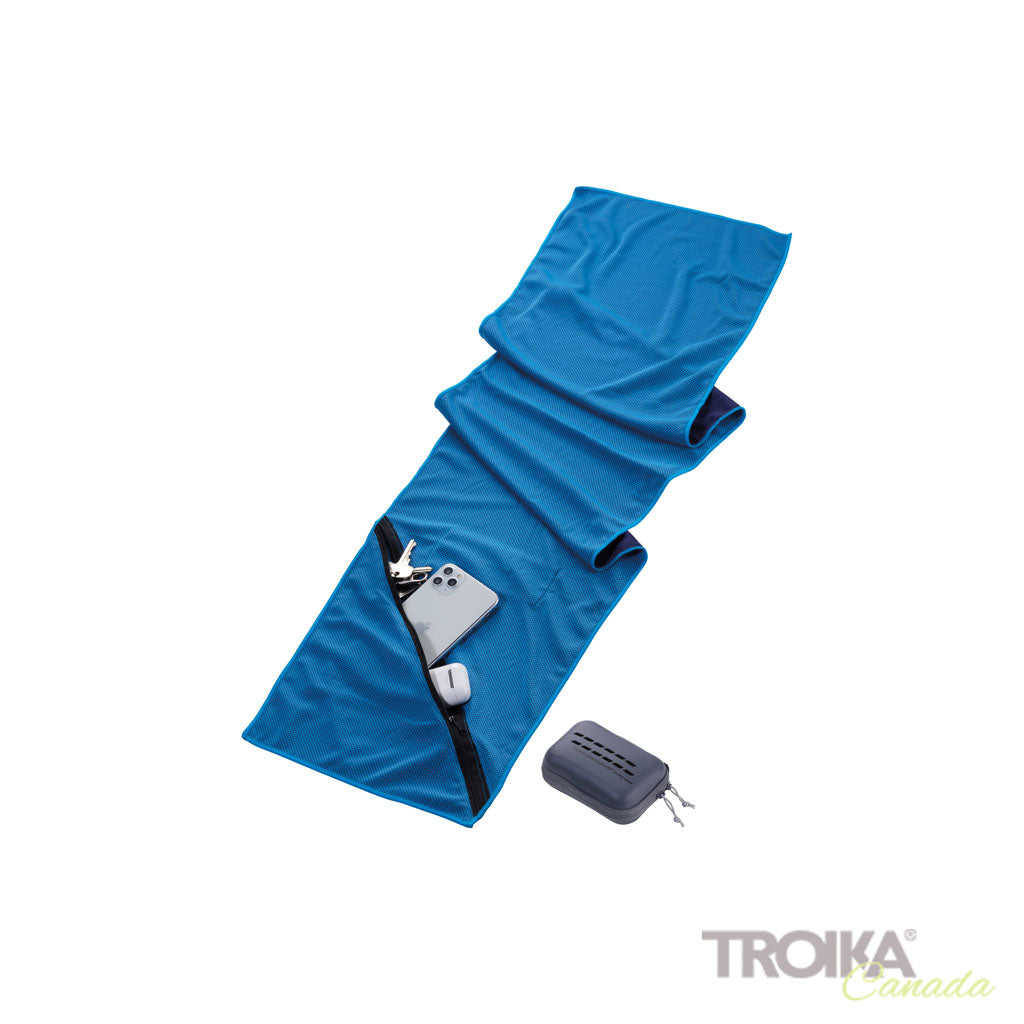 TROIKA Cooling Towel Schwitzableiter Blue – TWL20/DB with zip pocket
