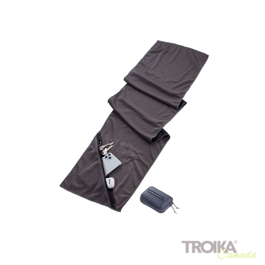 TROIKA Cooling Towel Schwitzableiter Grey – TWL20/GY with zip pocket
