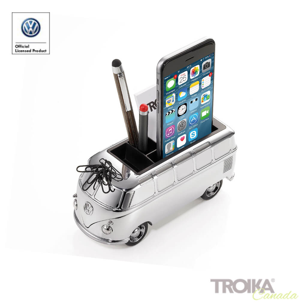 TROIKA Paper Clip Holder VOLKSWAGEN BULLI FOREVER T1 - silver vintage van
