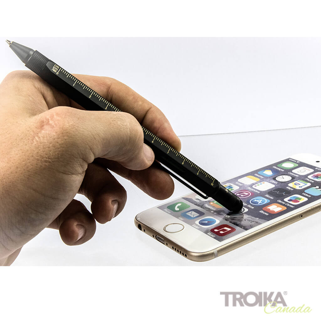 TROIKA Multitasking ballpoint pen "CONSTRUCTION" - black/gold