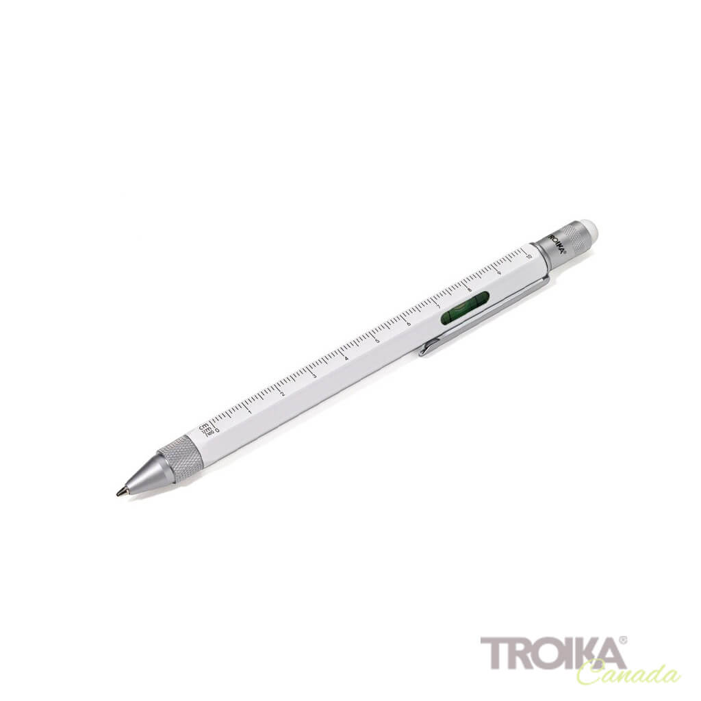 TROIKA Multitasking ballpoint pen &quot;CONSTRUCTION&quot; - white