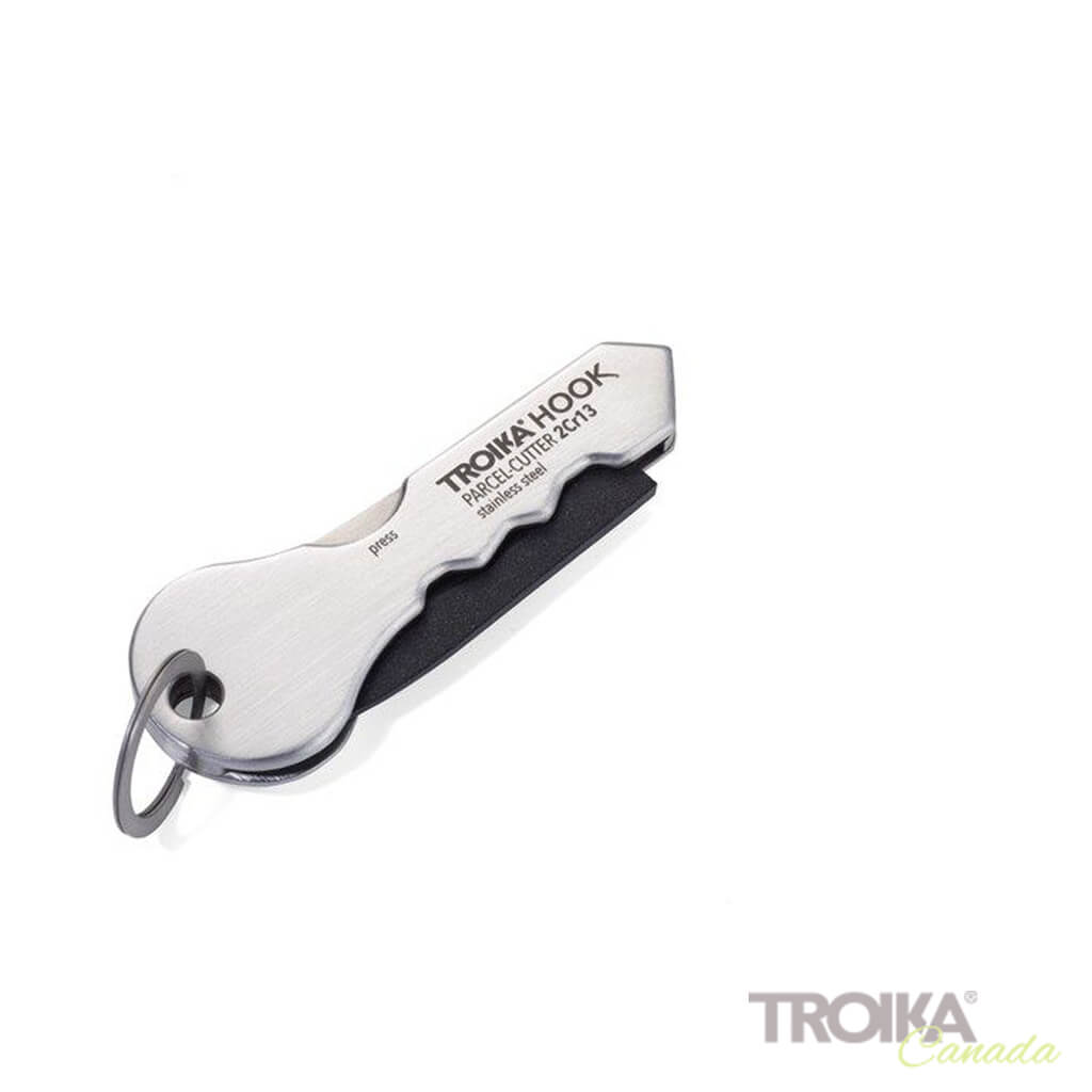 TROIKA Parcel Cutter "HOOK 2" with Keychain - black