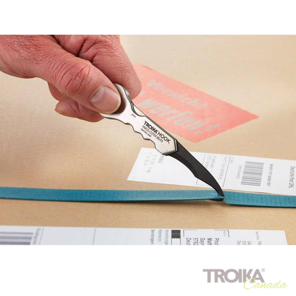 TROIKA Parcel Cutter "HOOK 2" with Keychain - black
