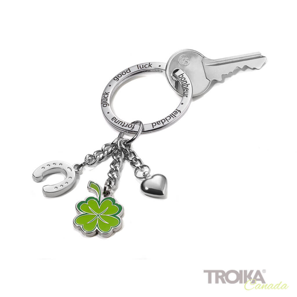 TROIKA Keychain "GLÜCKSBRINGER Klee" - "LUCKY CHARM clover"