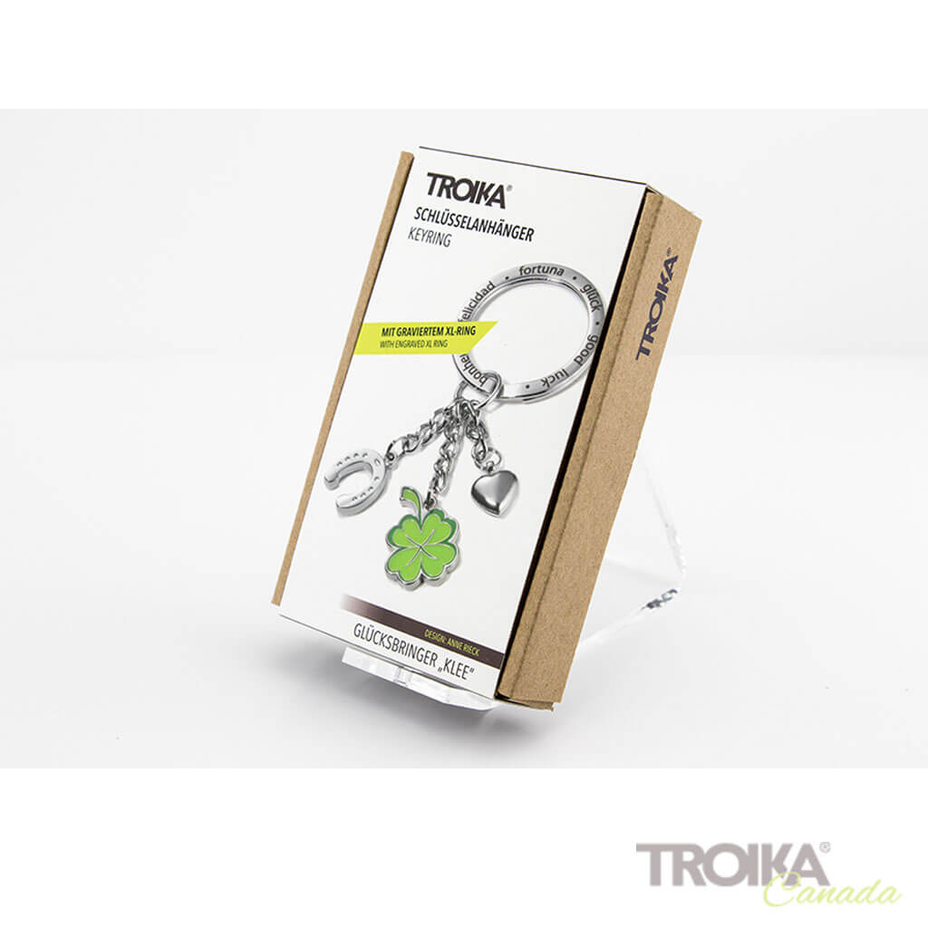TROIKA Keychain "GLÜCKSBRINGER Klee" - "LUCKY CHARM clover"