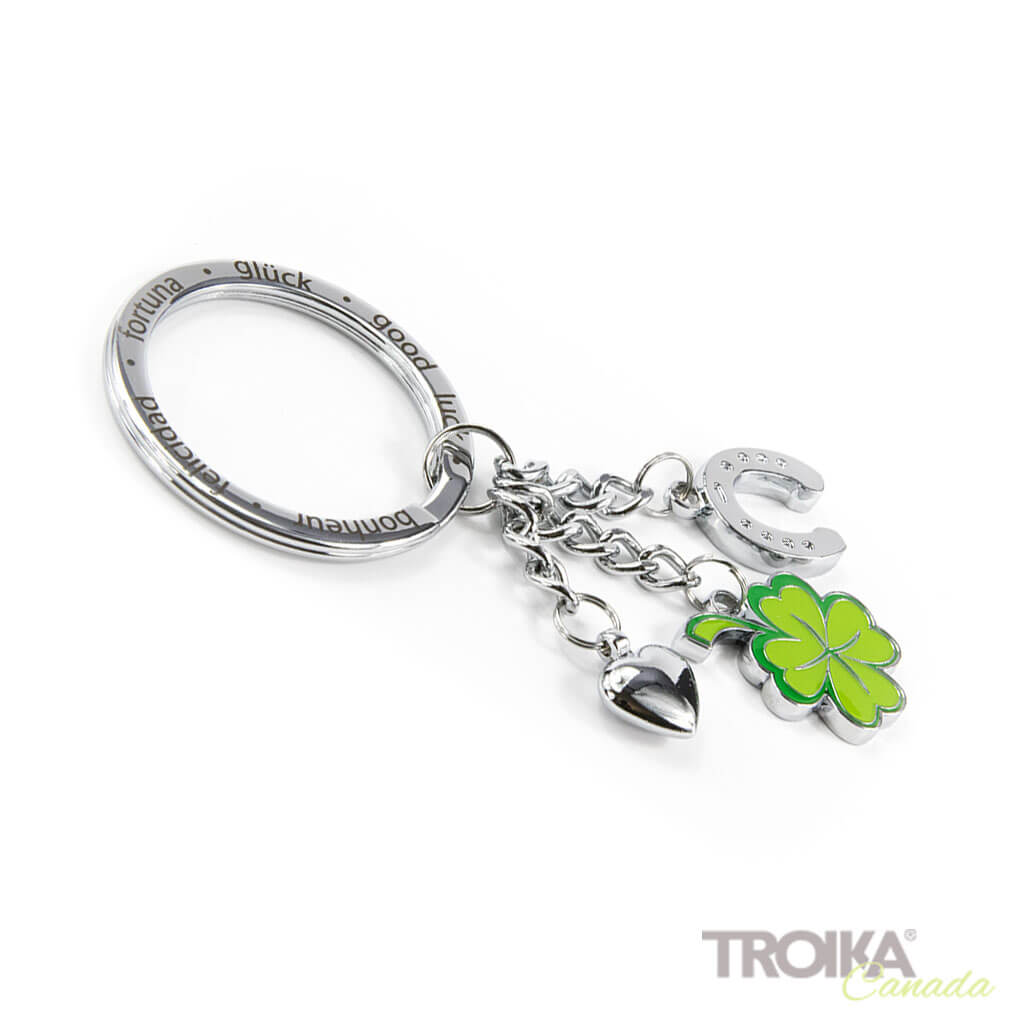 Troika Fleur Flower and Leaf Enamel Charm Key Ring
