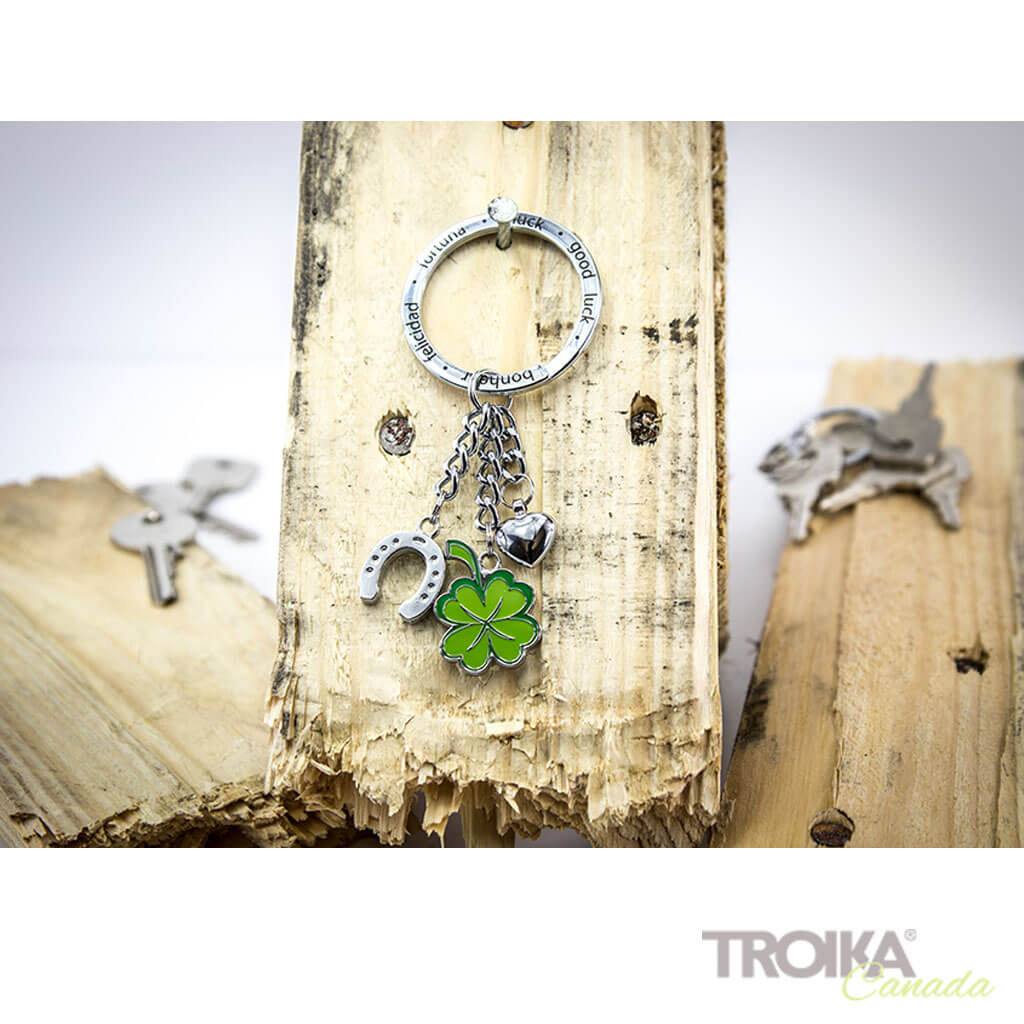 TROIKA Keychain "GLÜCKSBRINGER Klee" - "LUCKY CHARM clover"