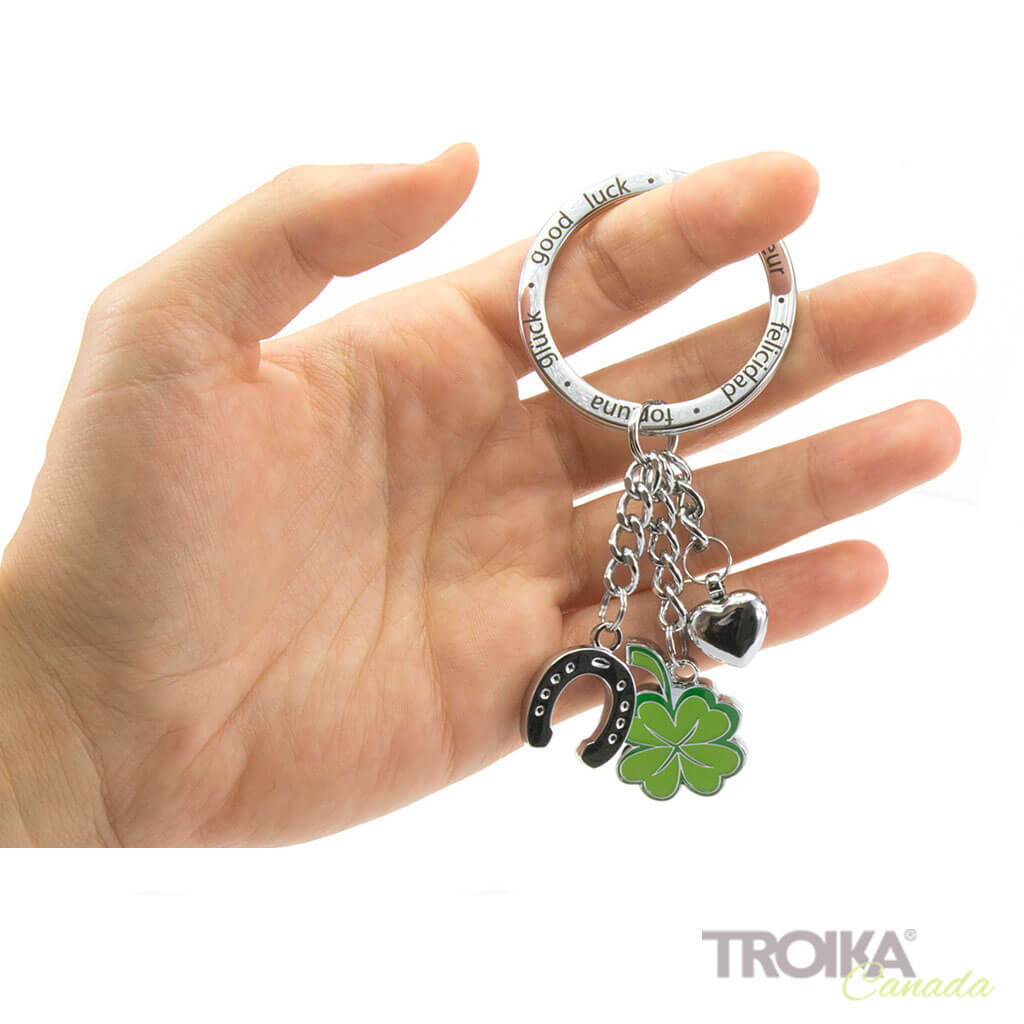 TROIKA Keychain "GLÜCKSBRINGER Klee" - "LUCKY CHARM clover"