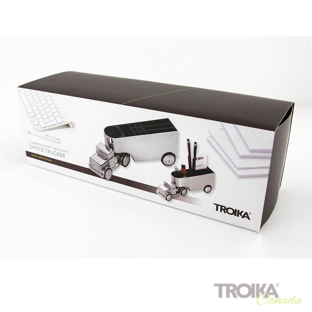 TROIKA Pen holder "OFFICE TRUCKER" - silver