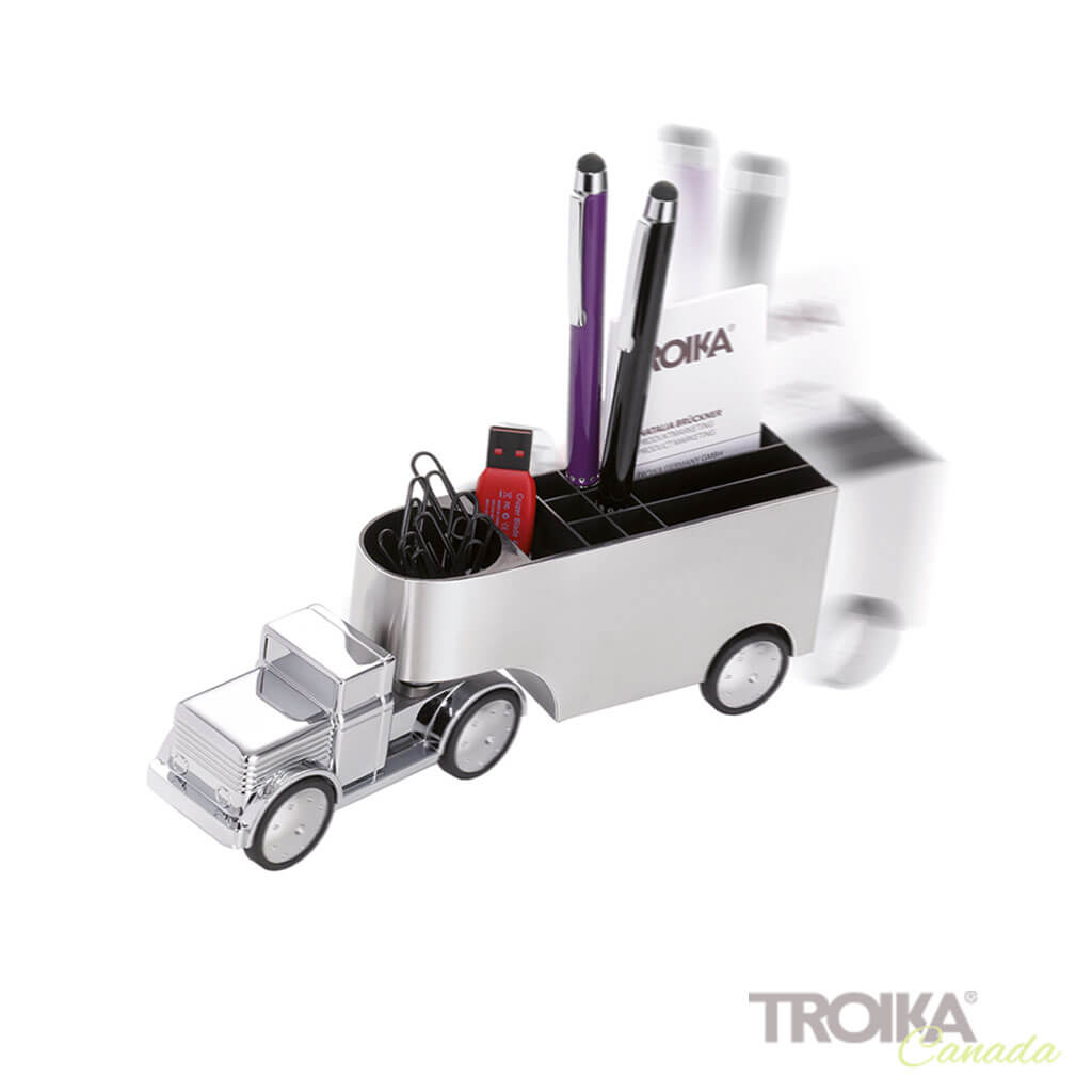 TROIKA Pen holder "OFFICE TRUCKER" - silver