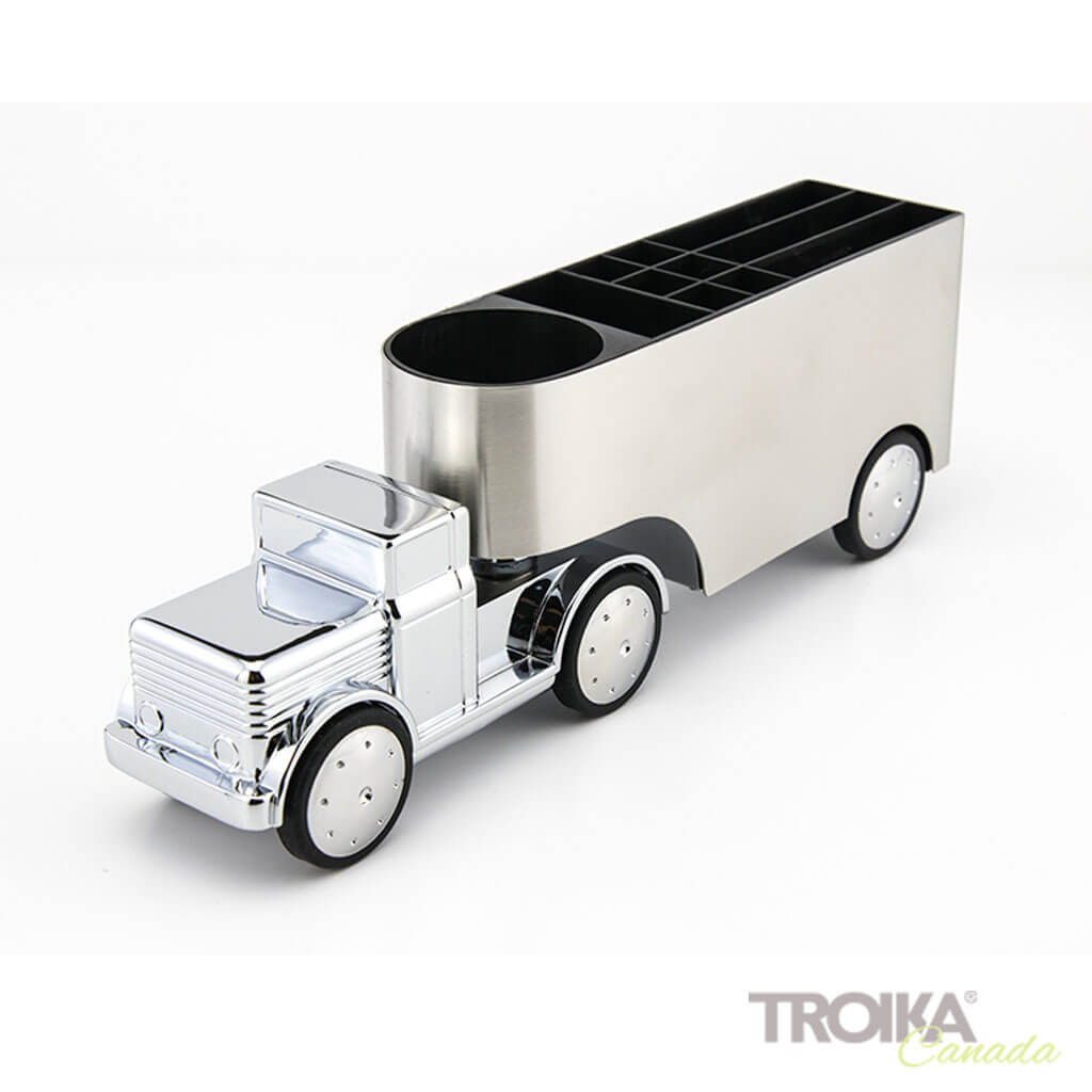 TROIKA Pen holder "OFFICE TRUCKER" - silver