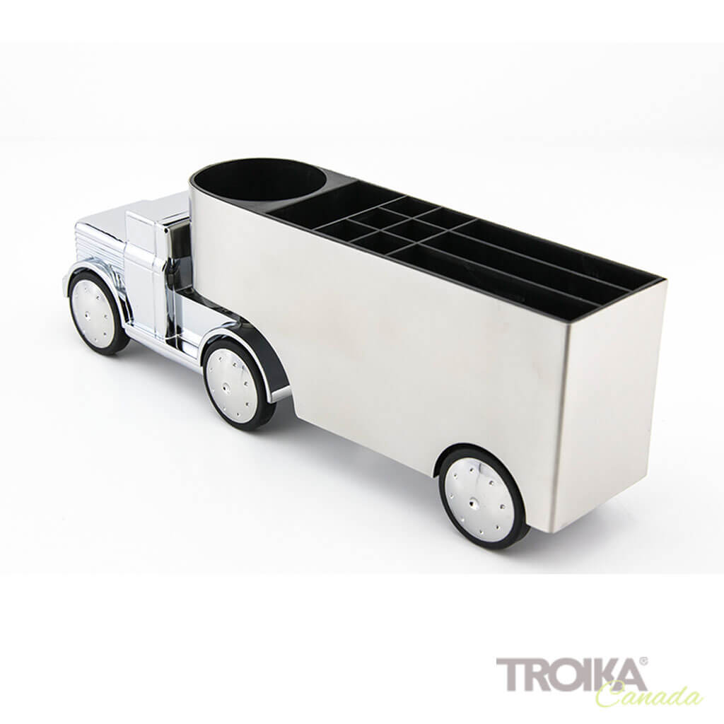 TROIKA Pen holder "OFFICE TRUCKER" - silver