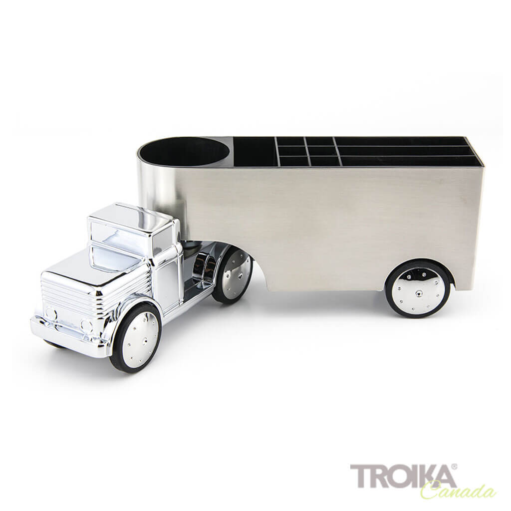 TROIKA Pen holder "OFFICE TRUCKER" - silver