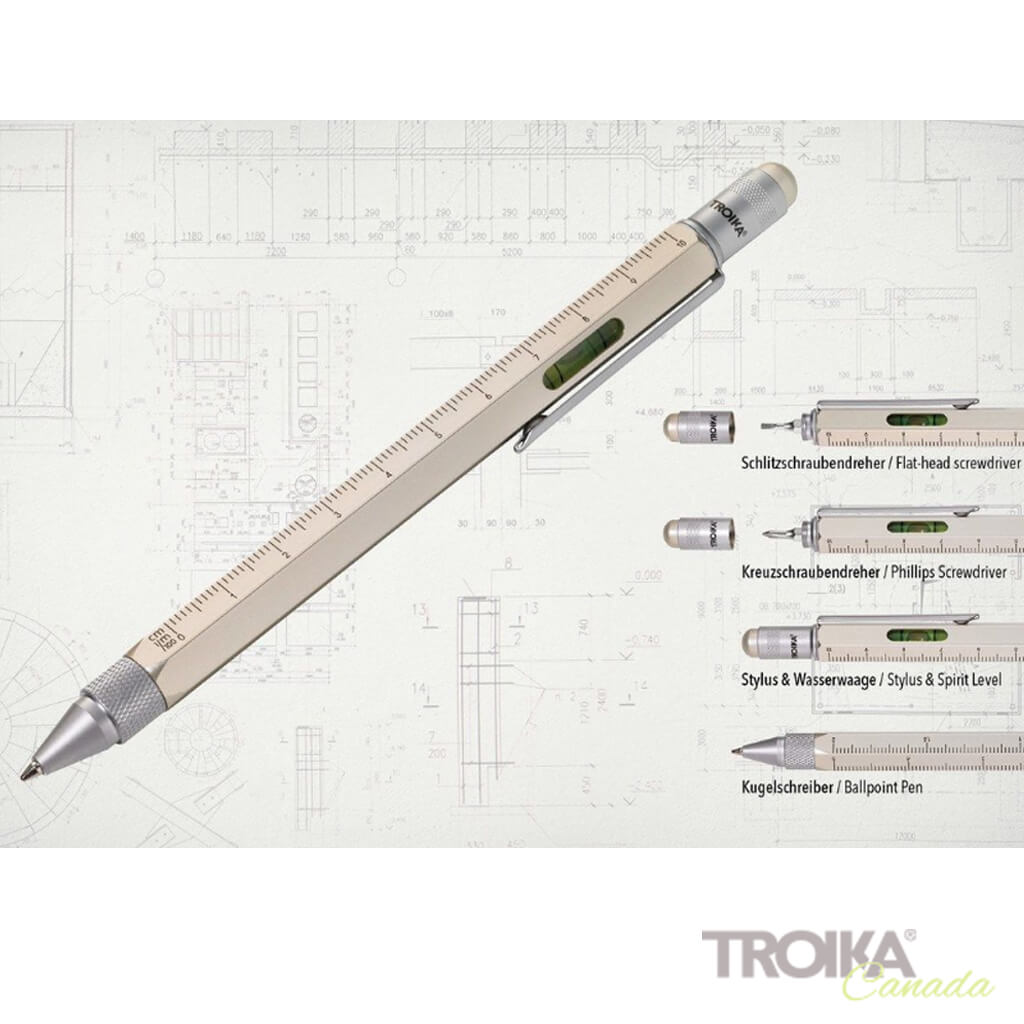 TROIKA MULTITASKING BALLPOINT PEN "CONSTRUCTION" - GOLD