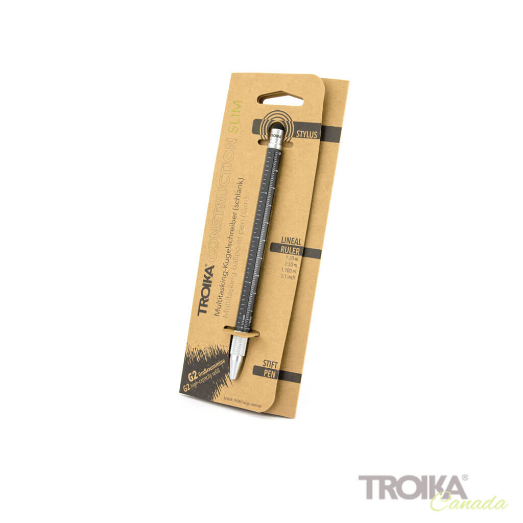 TROIKA Multitasking ballpoint pen "CONSTRUCTION SLIM" - black