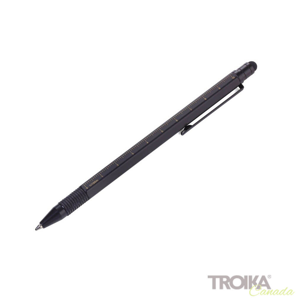 TROIKA Multitasking Ballpoint Pen "CONSTRUCTION SLIM" - Black/Gold