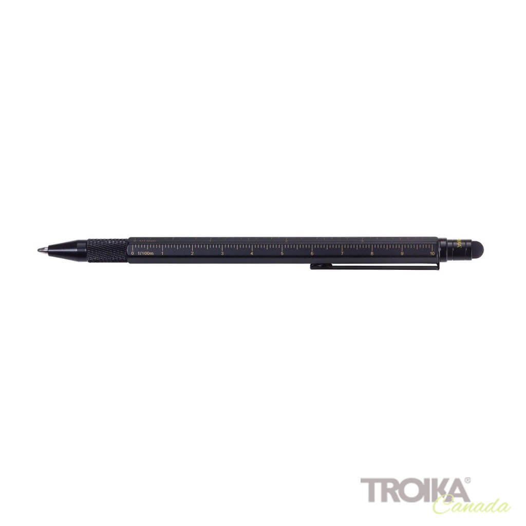 TROIKA Multitasking Ballpoint Pen "CONSTRUCTION SLIM" - Black/Gold