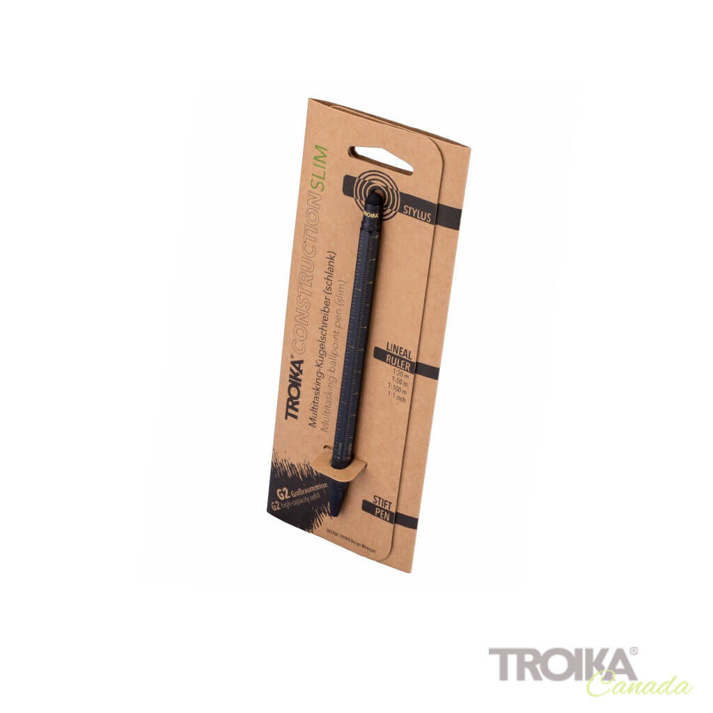 TROIKA Multitasking Ballpoint Pen "CONSTRUCTION SLIM" - Black/Gold