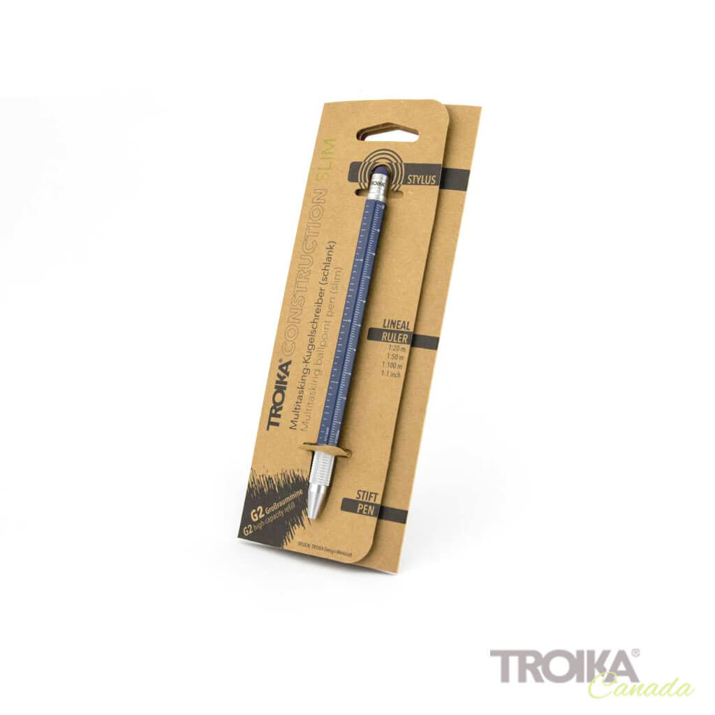 TROIKA Multitasking ballpoint pen "CONSTRUCTION SLIM" - blue