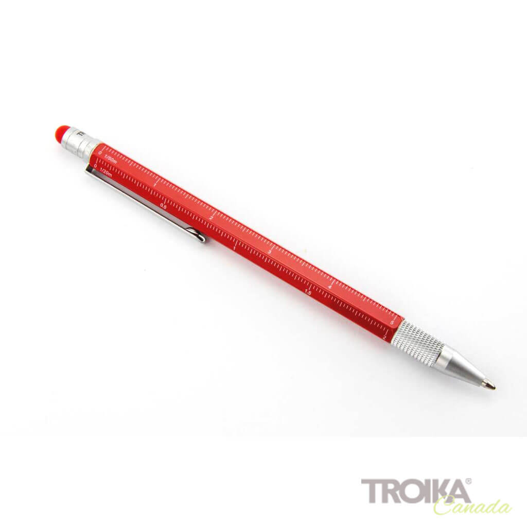 Stylo à bille multitâche TROIKA "CONSTRUCTION SLIM" - Rouge