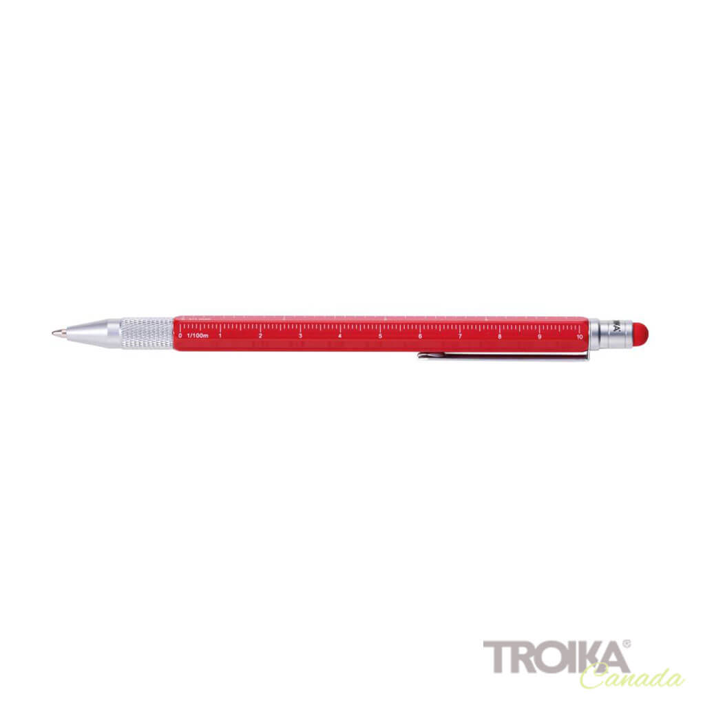 Stylo à bille multitâche TROIKA "CONSTRUCTION SLIM" - Rouge