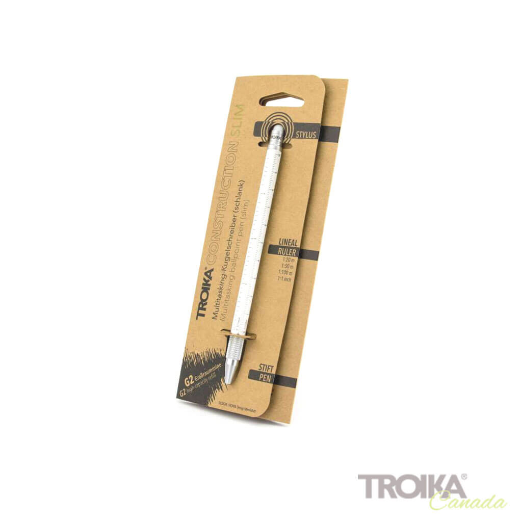 TROIKA Multitasking ballpoint pen "CONSTRUCTION SLIM" - silver