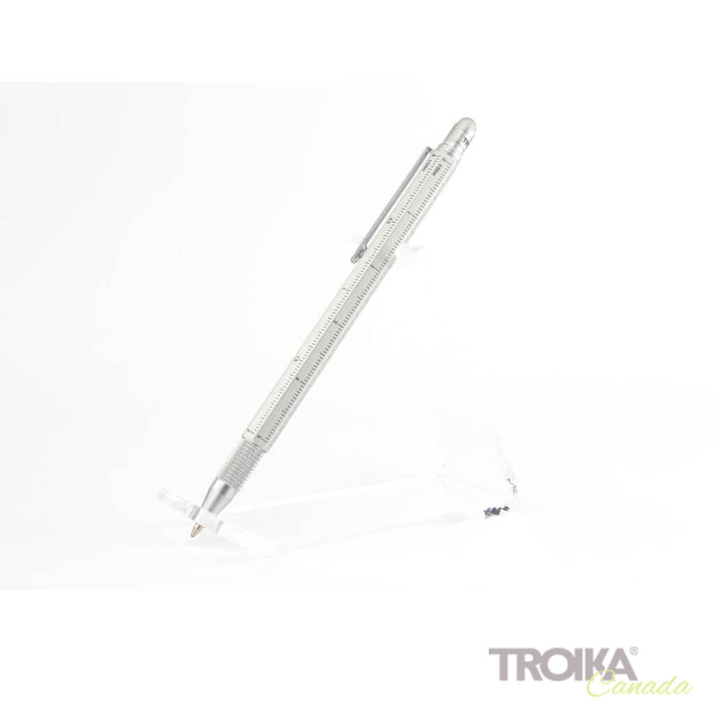 TROIKA Multitasking ballpoint pen "CONSTRUCTION SLIM" - silver