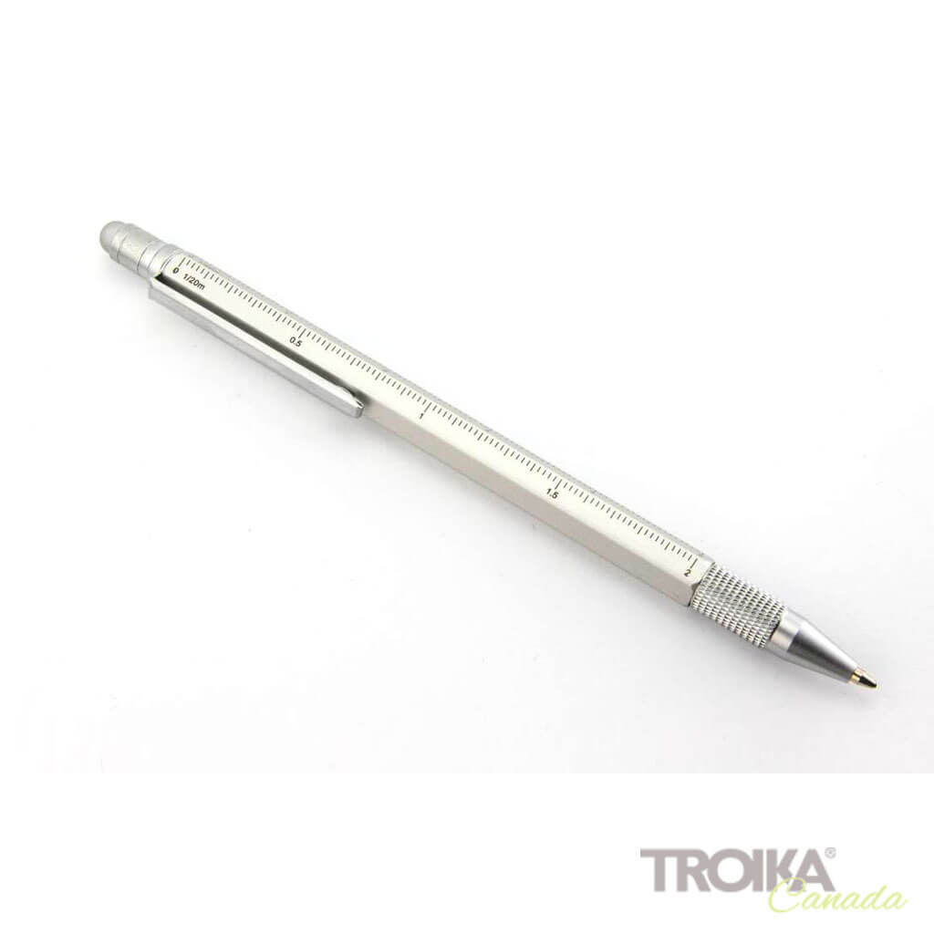 TROIKA Multitasking ballpoint pen "CONSTRUCTION SLIM" - silver
