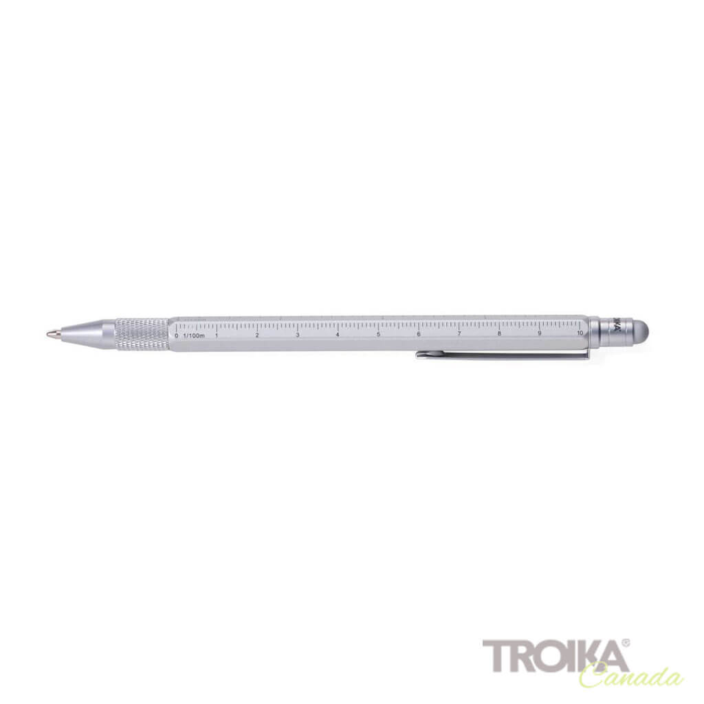 TROIKA Multitasking ballpoint pen "CONSTRUCTION SLIM" - silver