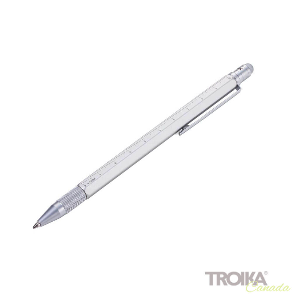 TROIKA Multitasking ballpoint pen &quot;CONSTRUCTION SLIM&quot; - silver