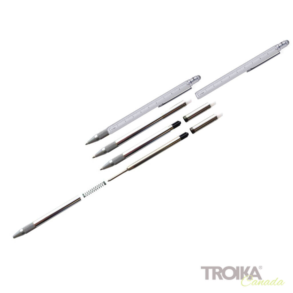 TROIKA Multitasking ballpoint pen "CONSTRUCTION SLIM" - silver