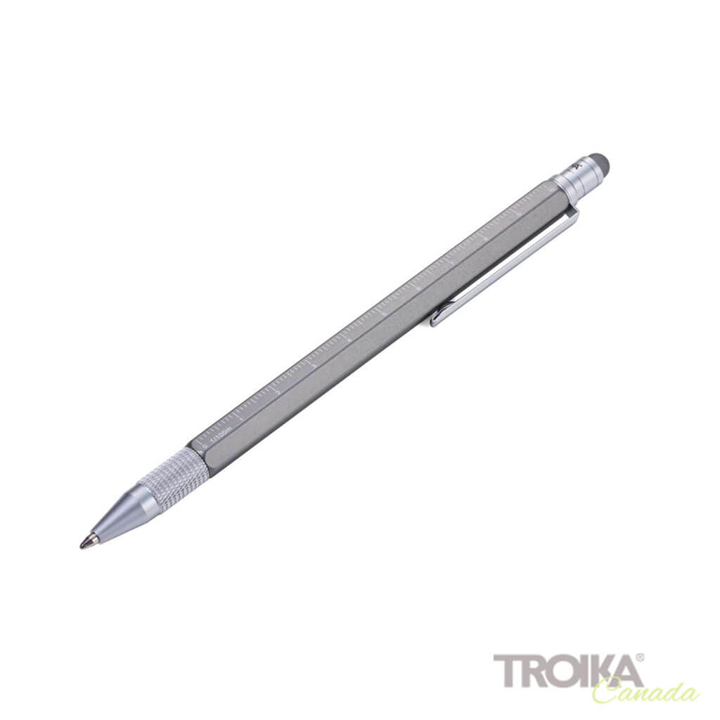 TROIKA Multitasking ballpoint pen &quot;CONSTRUCTION SLIM&quot; - titanium