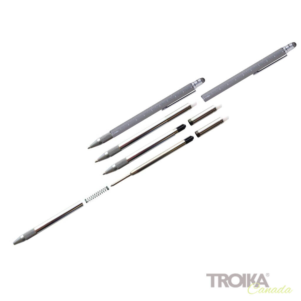 TROIKA Multitasking ballpoint pen "CONSTRUCTION SLIM" - titanium