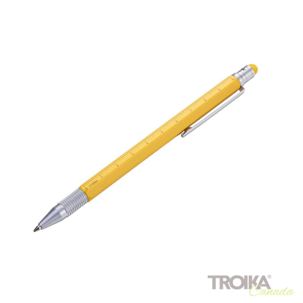 TROIKA Multitasking ballpoint pen "CONSTRUCTION SLIM" - yellow