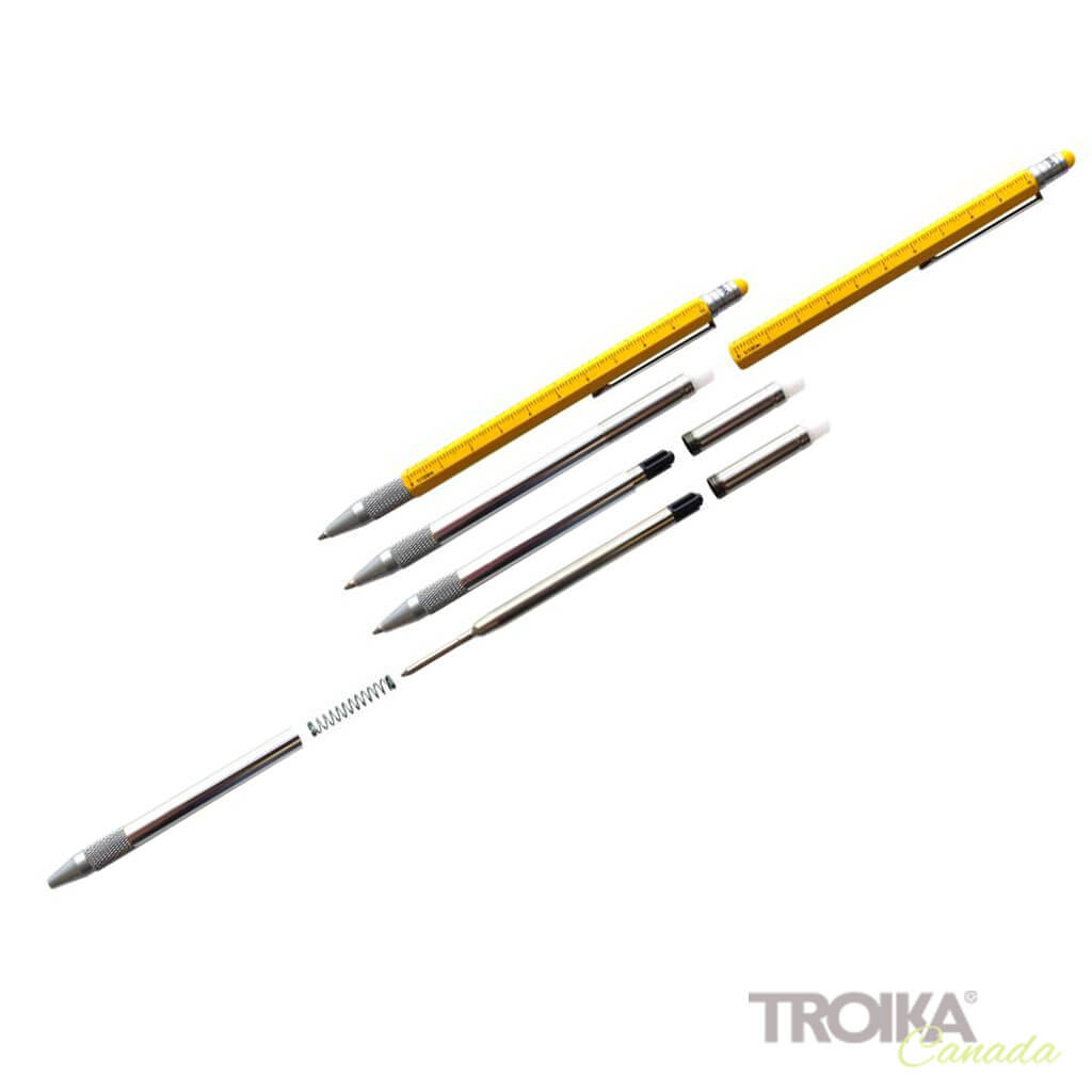 TROIKA Multitasking ballpoint pen "CONSTRUCTION SLIM" - yellow