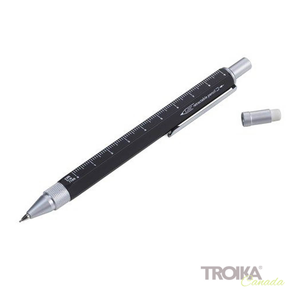 TROIKA Multitasking Mechanical Pencil "CONSTRUCTION DROP ACTION" - Black