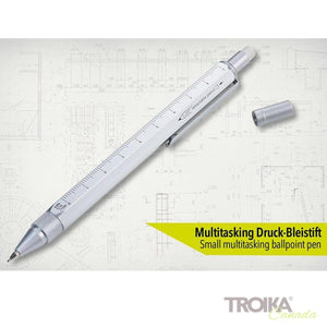 TROIKA Multitasking Mechanical Pencil "CONSTRUCTION DROP ACTION" - Silver