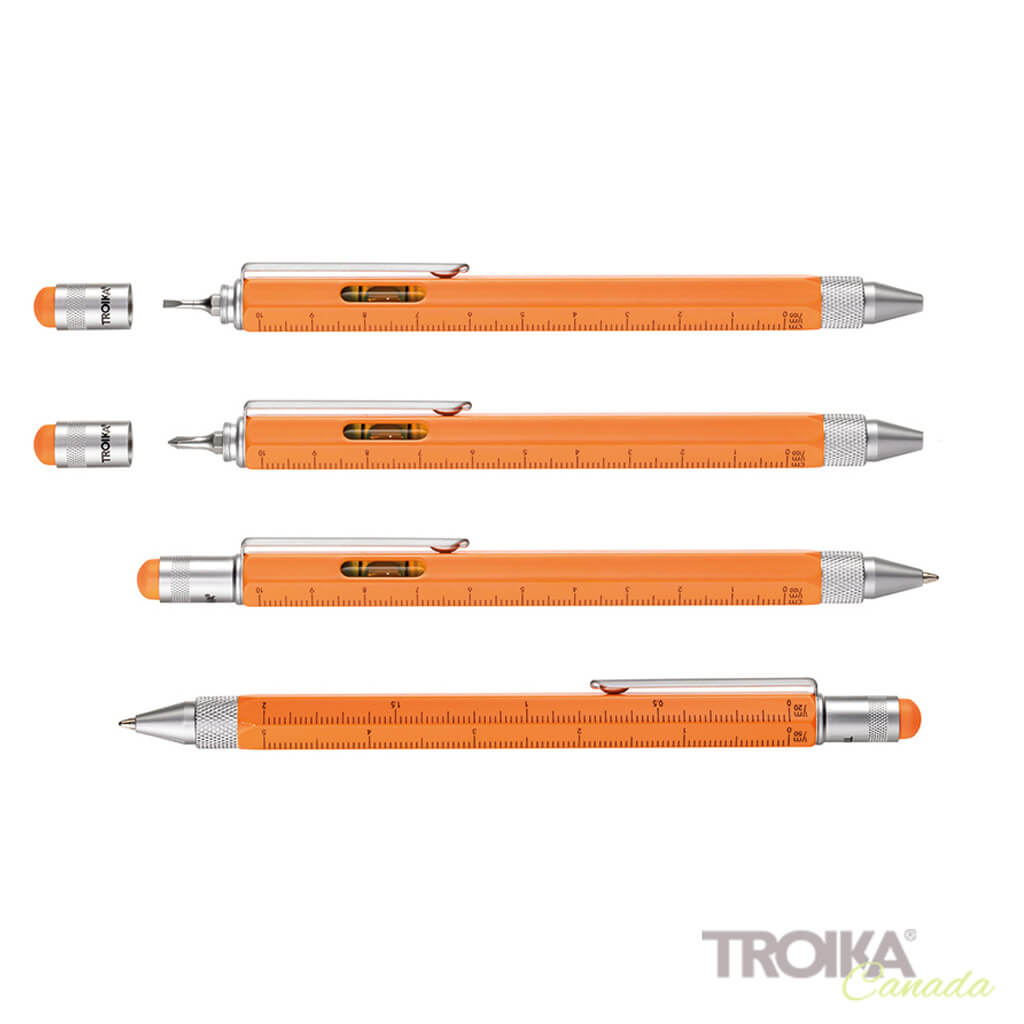TROIKA Multitasking ballpoint pen "CONSTRUCTION" - neon orange
