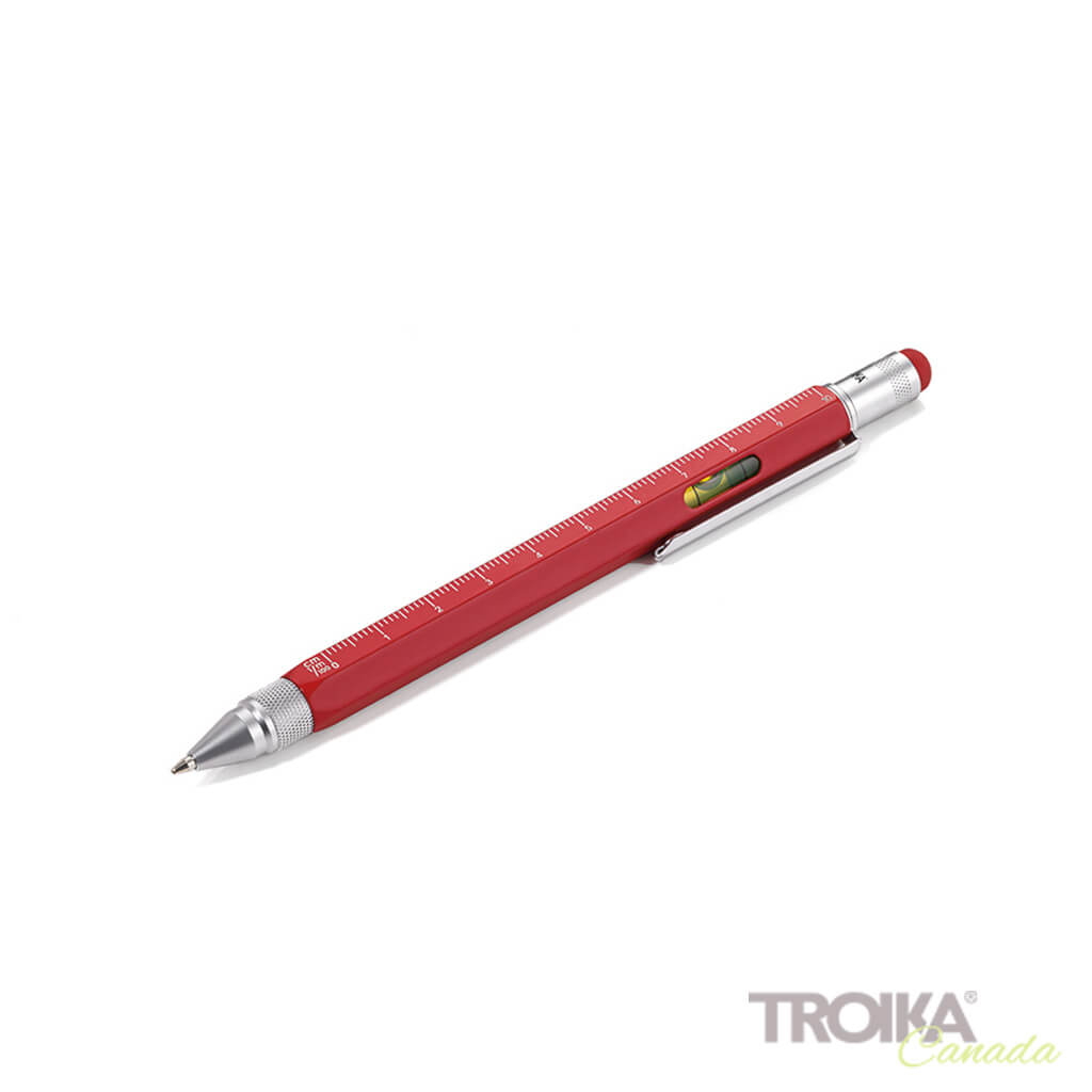 TROIKA Multitasking ballpoint pen &quot;CONSTRUCTION&quot; - red