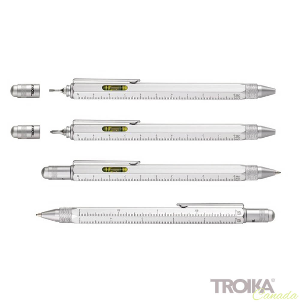 TROIKA Multitasking ballpoint pen "CONSTRUCTION" - silver