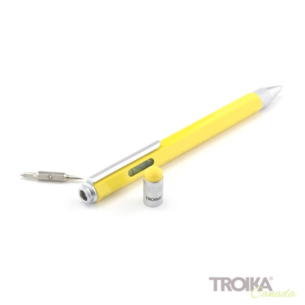 TROIKA Multitasking ballpoint pen "CONSTRUCTION" - yellow