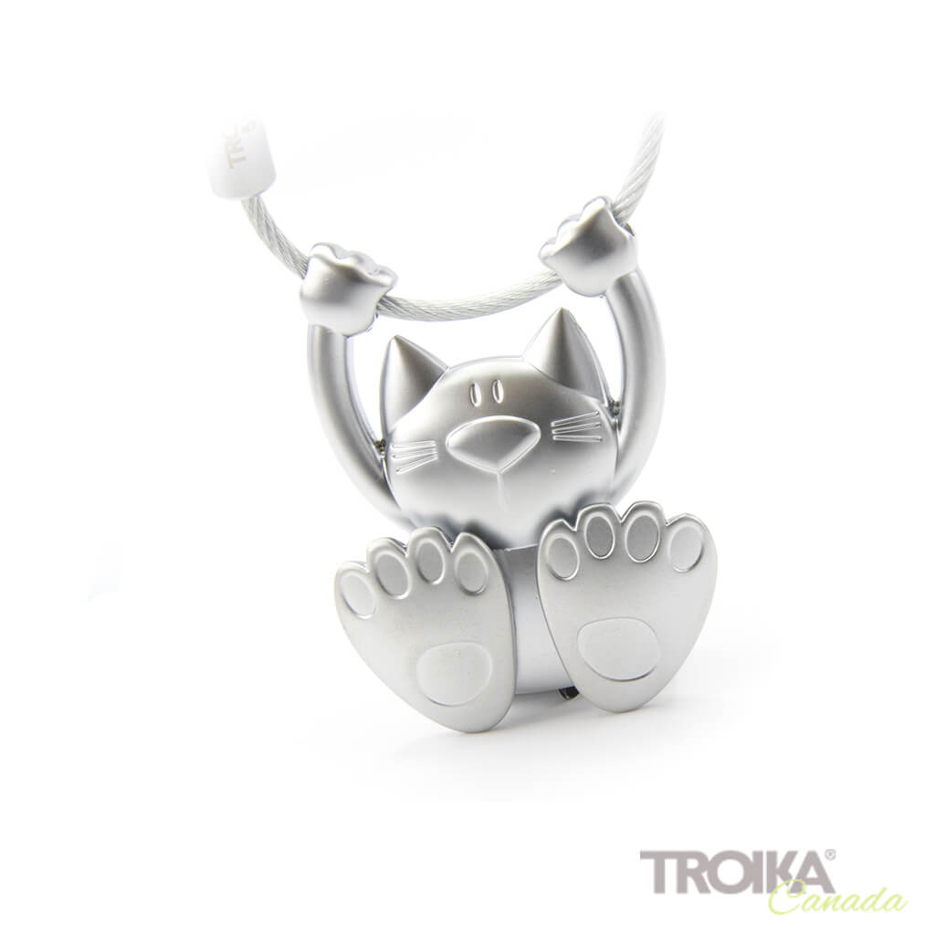 TROIKA Keychain "Tabby" – Silver Cat Keychain for Cat Lovers