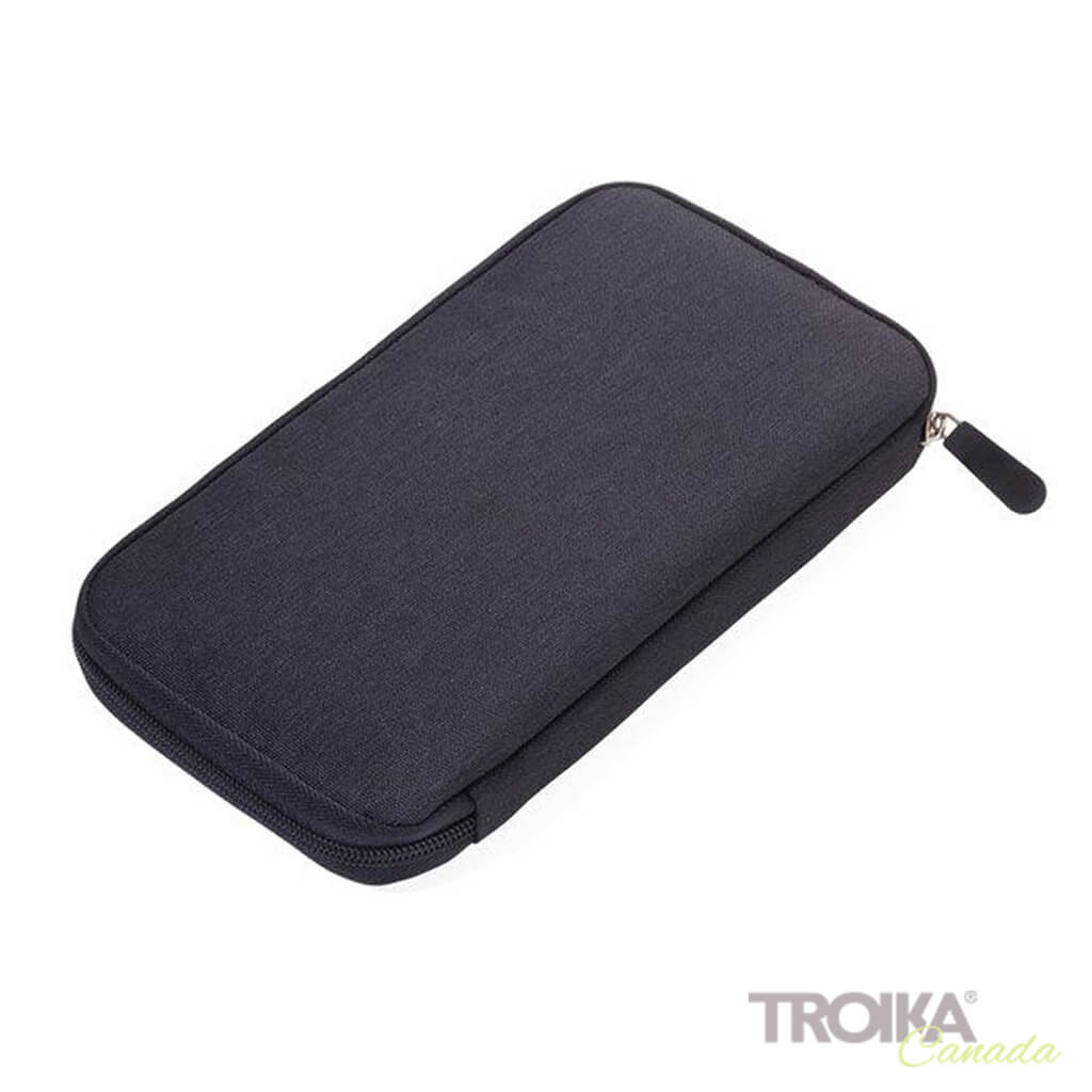 TROIKA Black Travel Document Organizer - "Around The World" closed