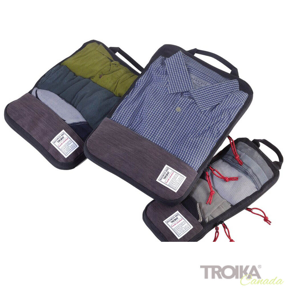 TROIKA Set of travel compression packing cubes "BUSINESS PACKING CUBES"
