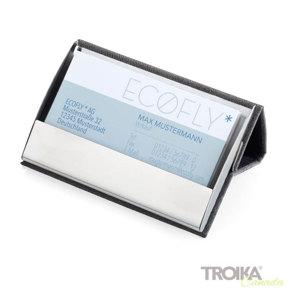 BUSINESS CARD CASE "CARD STAND" - GREY
