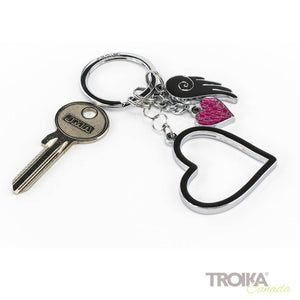 TROIKA Keychain with 3 Charms "LOVE IS IN THE AIR"