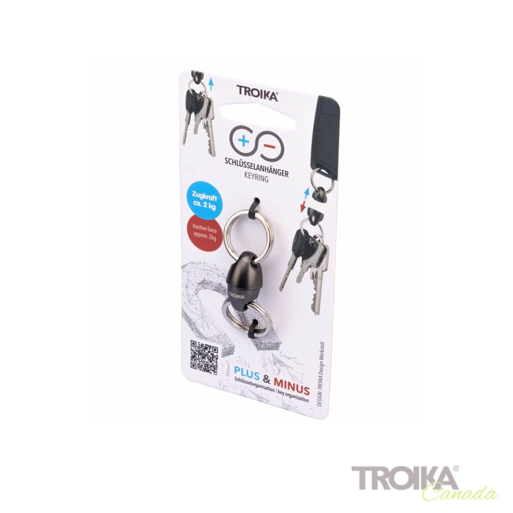 TROIKA Keyring "PLUS & MINUS" - GUN METAL