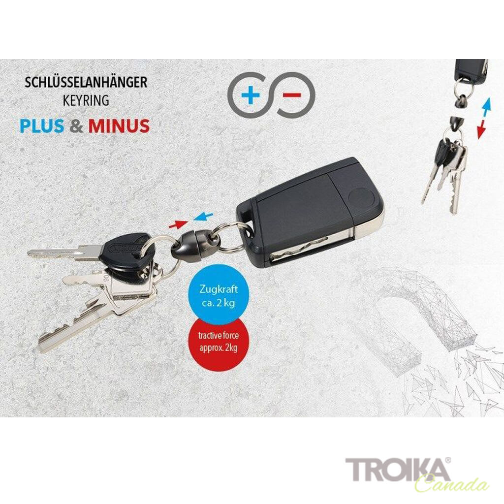 TROIKA Keyring "PLUS & MINUS" - GUN METAL