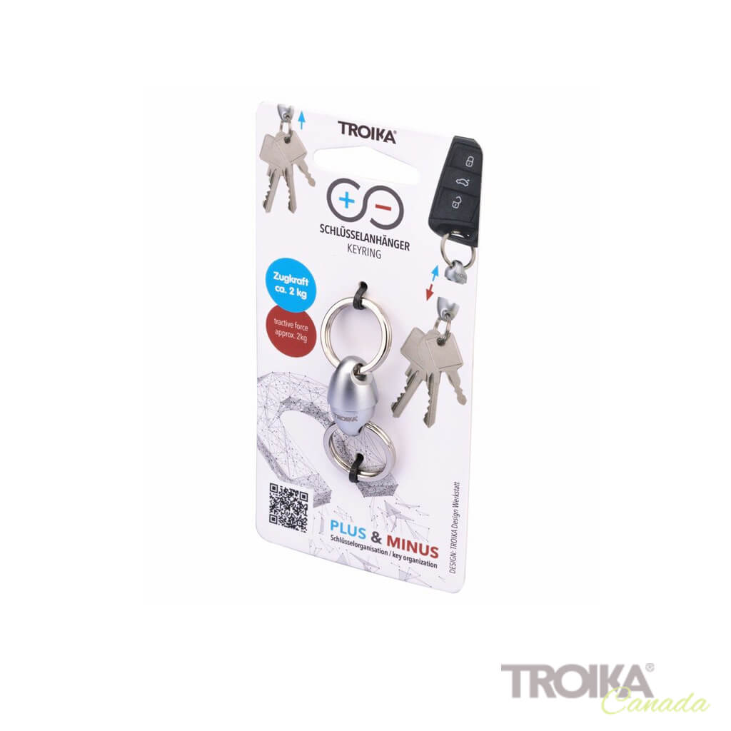 TROIKA Keyring "PLUS & MINUS" - MATT SILVER